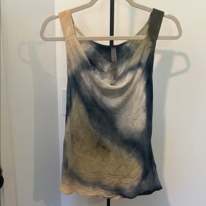 Raquel Allegra Black and Tan Tank Top tie die style sz 2 viscose